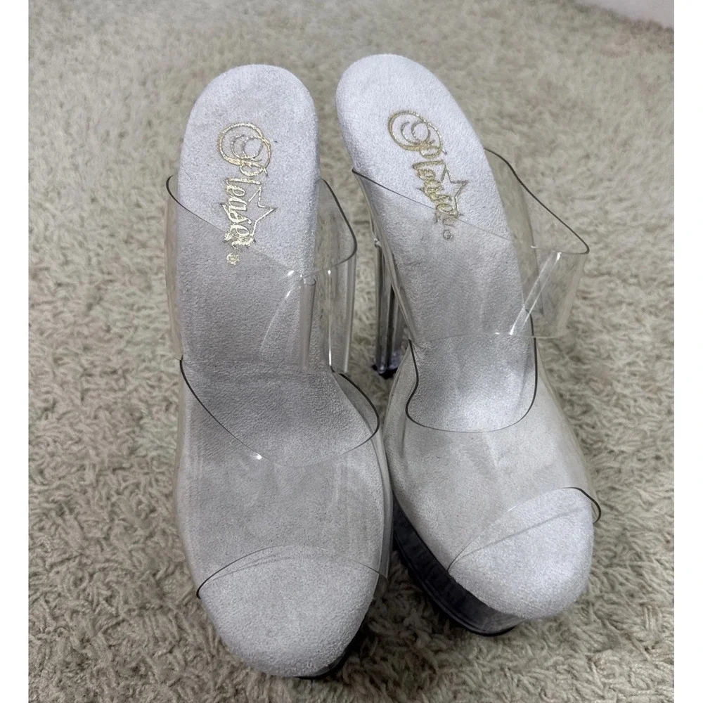 Pleaser Sky High 302 Clear Platform Heels Exotic Dancer Stripper Sexy Women's 8